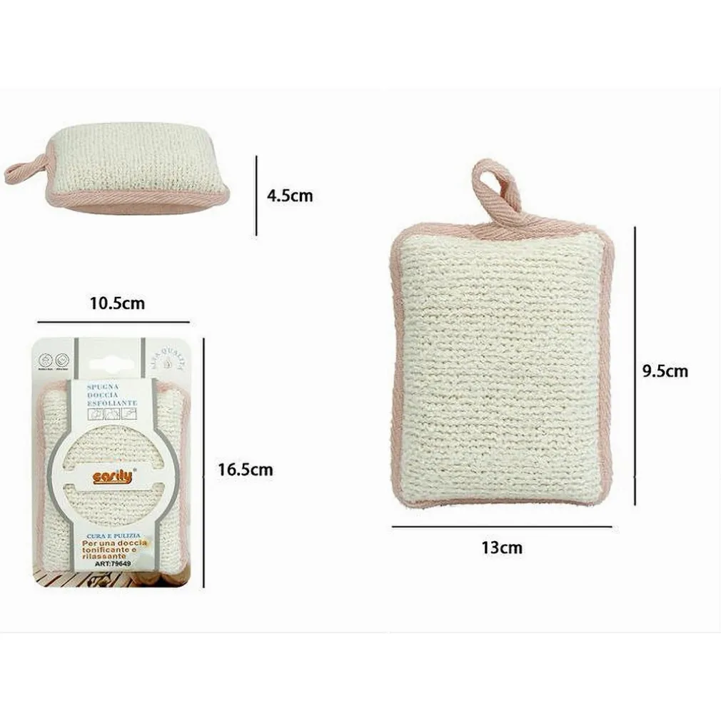 SPUGNA DOCCIA ESFOLIANTE BAGNO PER CURA CORPO BOMBATA 13X9.5X4.5 CM ROSA 79649