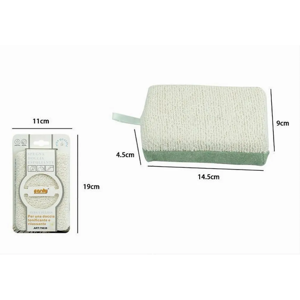 SPUGNA DOCCIA ESFOLIANTE TONICA RILASSA PER CURA PELLE CORPO BAGNO VERDE 79638