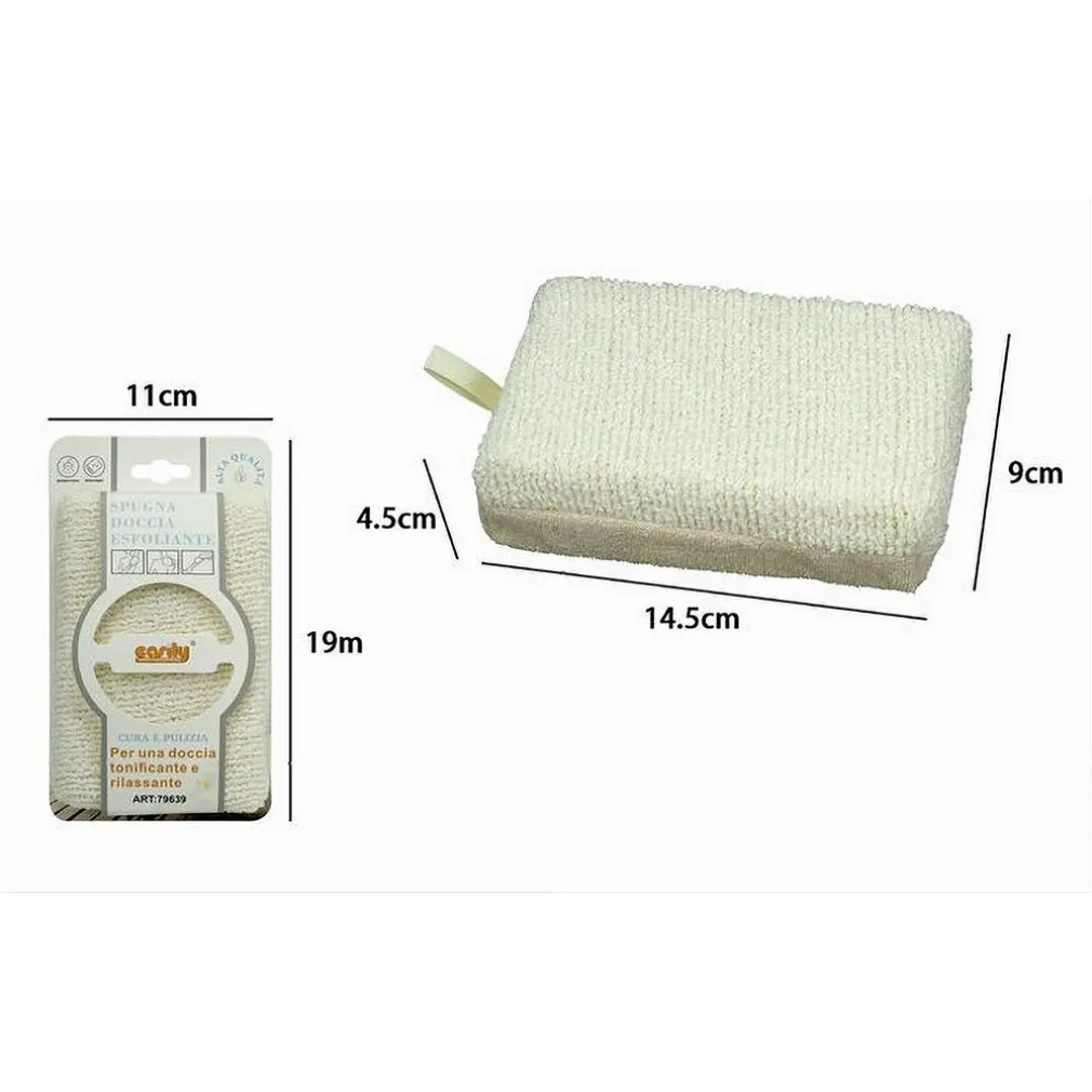 SPUGNA DOCCIA ESFOLIANTE TONICA RILASSA CURA DELLA PELLE CORPO BAGNO BEIGE 79639
