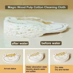 SPUGNA MAGICA ECOLOGICA IN PASATA DI LEGNO PULIZIA BAGNO CUCINA A FORMA ANIMALI