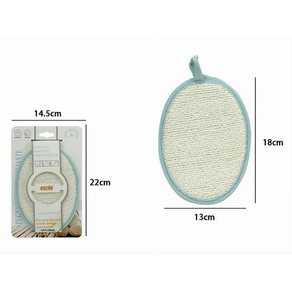 SPUGNA PER DOCCIA BAGNO ESFOLIANTE CURA PELLE CORPO 13X18 CM AZZURRA OVALE 79646