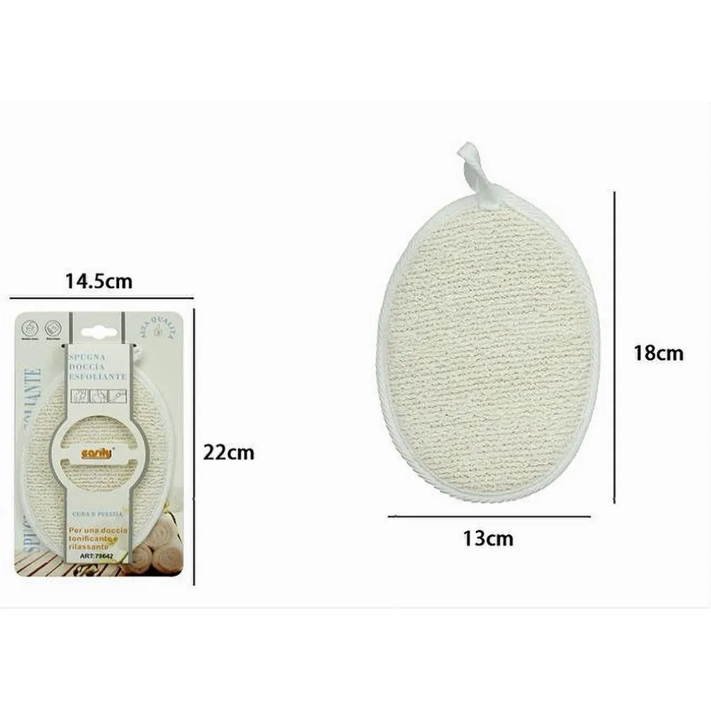 SPUGNA PER DOCCIA BAGNO ESFOLIANTE CURA PELLE CORPO 13X18 CM BIANCA OVALE 79642