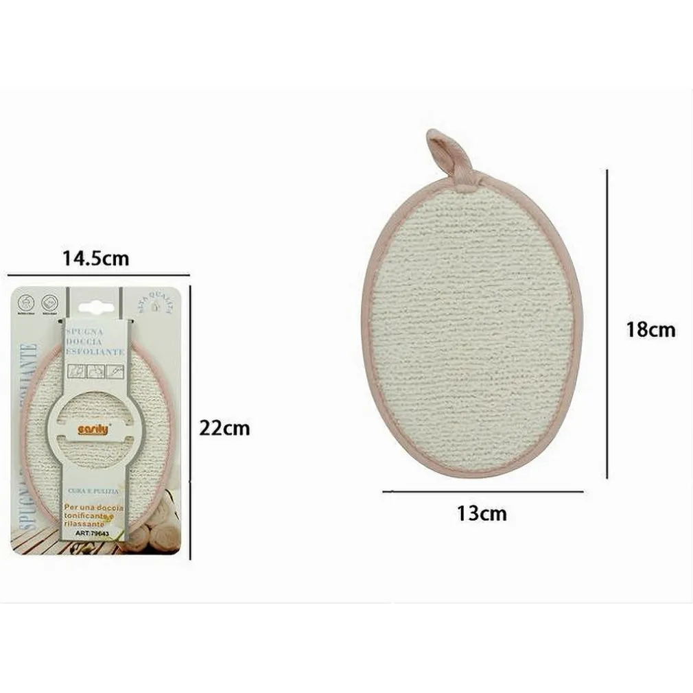 SPUGNA PER DOCCIA BAGNO ESFOLIANTE PER CURA PELLE CORPO 13X18CM ROSA OVALE 79643