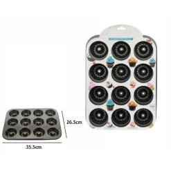 STAMPO TEGLIA VASSOIO ANTIADERENTE 12 MUFFIN CIAMBELLE CUPCAKE DOLCI BUDINO 59941