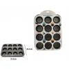 STAMPO TEGLIA VASSOIO ANTIADERENTE PER 12 MUFFIN CUPCAKE DOLCI BUDINO 59942