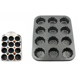 STAMPO TEGLIA VASSOIO ANTIADERENTE PER 12 MUFFIN CUPCAKE DOLCI BUDINO 59942