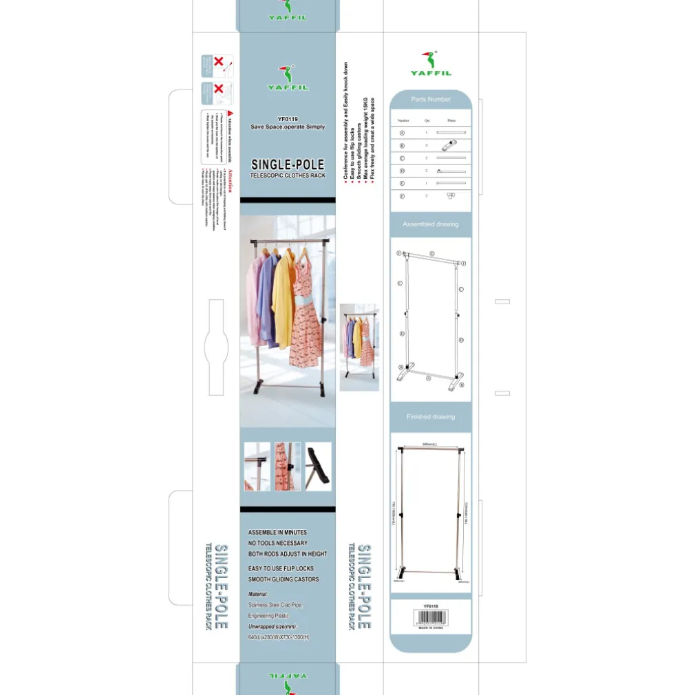 STAND APPENDIABITI ALLUNGABILE TELESCOPICO SINGOLO CON BASE 64 X 28 X 73/130 CM