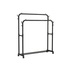 STAND APPENDIABITI ATTACCAPANNI ABITI STENDER BARRA DOPPIO CON RUOTE FRENO NERO