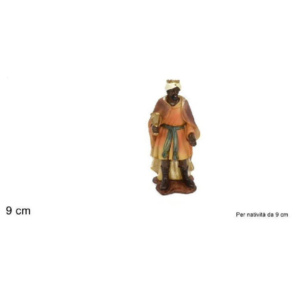STATUINA BALDASSARRE 9 CM PER PRESEPE IN RESINA DECORO NATALE NATALIZIO NATIVITÀ