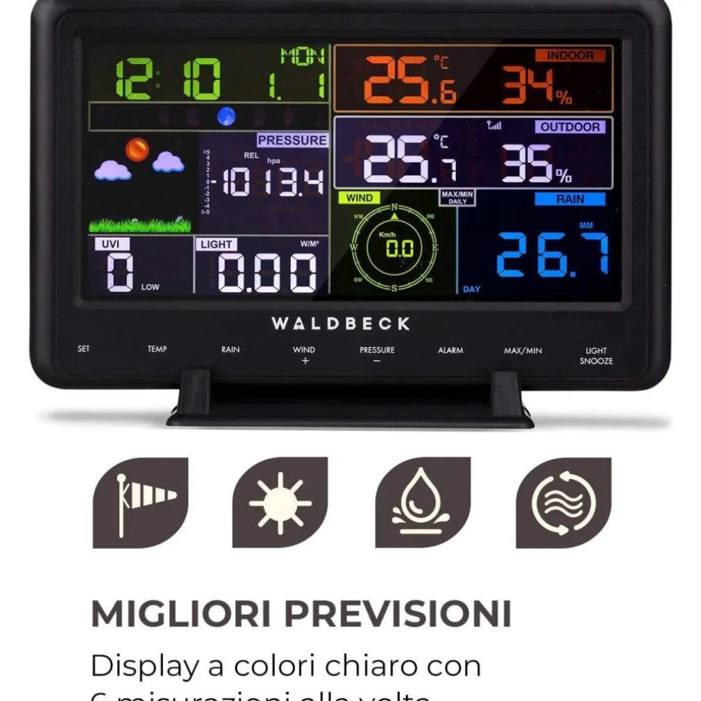 STAZIONE METEO BAROMETRICA PROFESSIONALE CON DATA ORA RADIOCONTROLLATA WIFI APP