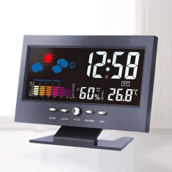STAZIONE METEO IGROMETRO OROLOGIO SVEGLIA DA TAVOLO DISPLAY LCD COLOR SENZA FILI