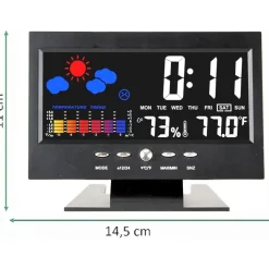 STAZIONE METEO IGROMETRO OROLOGIO SVEGLIA DA TAVOLO DISPLAY LCD COLOR SENZA FILI
