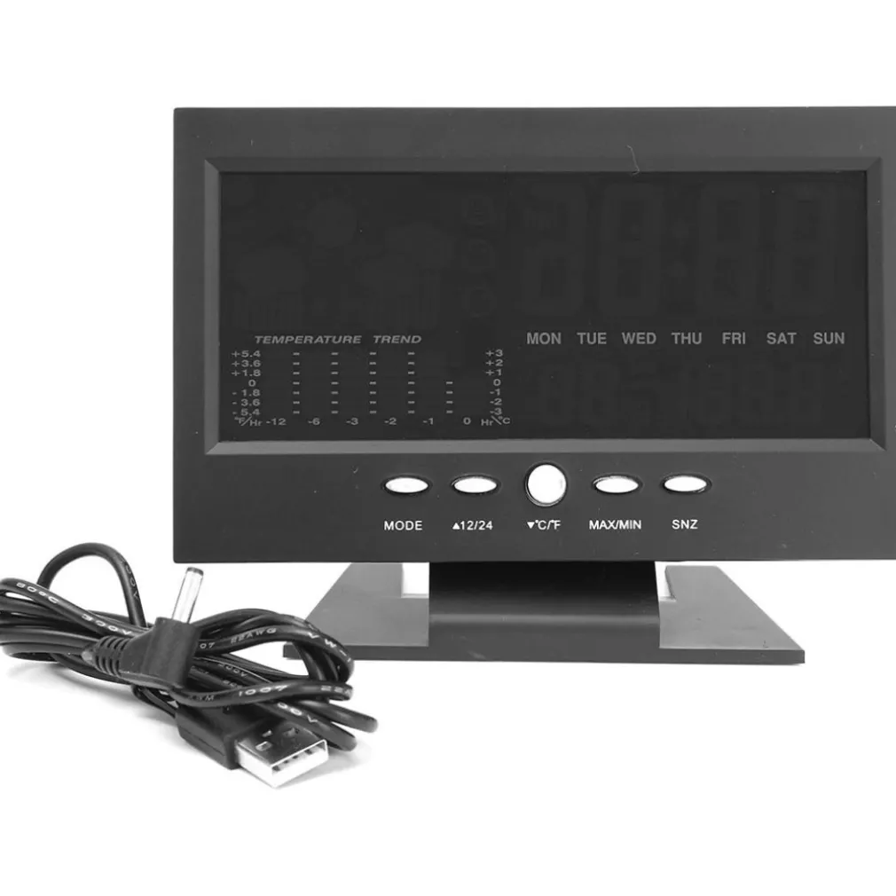 STAZIONE METEO IGROMETRO OROLOGIO SVEGLIA DA TAVOLO DISPLAY LCD COLOR SENZA FILI