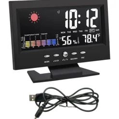STAZIONE METEO IGROMETRO OROLOGIO SVEGLIA DA TAVOLO DISPLAY LCD COLOR SENZA FILI
