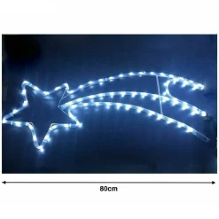 STELLA COMETA CON LED LUCE BIANCA FREDDA 80CM DECORAZIONE NATALE