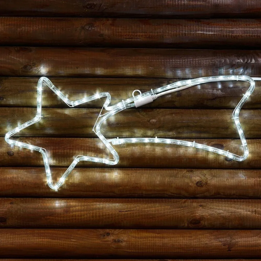 STELLA COMETA LUMINOSA 65 CM IN TUBO LUMINOSO A LED BIANCHI EFFETTO FLASHING