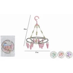 STENDIBIANCHERIA 15 PINZE MOLLETTE ROTONDO STENDINO BIANCHERIA CON GANCIO 79542
