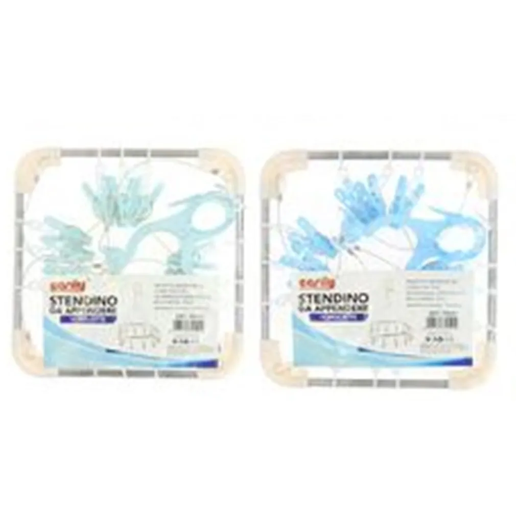 STENDIBIANCHERIA 12 PINZE MOLLETTE QUADRATO STENDINO BIANCHERIA CON GANCIO 79541