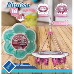 STENDIBIANCHERIA PLASTICA BUCATO 18 PINZE FORMA FIORE STENDINO BIANCHERIA 38302