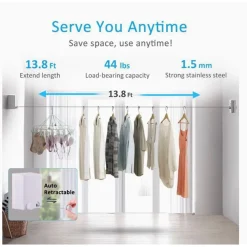 STENDIBIANCHERIA RETRATTILE ACCIAIO CORDA BUCATO 4.2MT ESTENSIBILE PER INTERNI ESTERNI