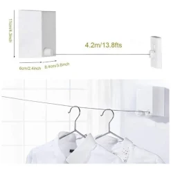 STENDIBIANCHERIA RETRATTILE ACCIAIO CORDA BUCATO 4.2MT ESTENSIBILE PER INTERNI ESTERNI