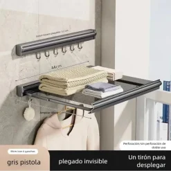 STENDIBIANCHERIA SALVASPAZIO DA PARETE VESTITI BALCONE MAGLIA A RETE RETRATTILE CON GANCI