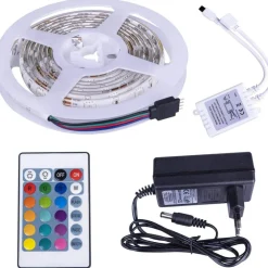 STRIP LED BOBINA 5 METRI RGB 24V SMD 5050 MULTICOLOR 16W/M IP65 300 LED STRISCIA
