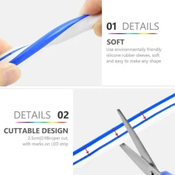 STRIP LED FLUORESCENTE EFFETTO TUBO NEON COLORATO IMPERMEABILE IN SILICONE DC12V