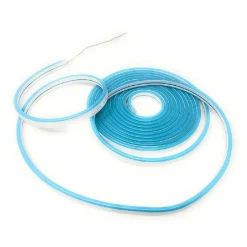 STRIP LED NEON FLESSIBILE STRISCIA DECORATIVA 5 MT IP65 LUCE CELESTE U-12V-CE