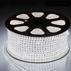 STRISCIA LED 5050 FLESSIBILE BOBINA 100MT LUCE BIANCO FREDDO ESTERNO 220V