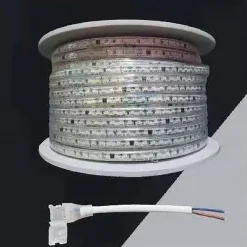 STRISCIA LED 3535 220V 12W/MT 120LED/MT 100 METRI 8 MM LUCE CELESTE 3535-120D-CE