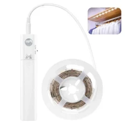 STRISCIA LED CON SENSORE DI MOVIMENTO 1 METRO 4000K 2,4W PER CASSETTI ARMADI