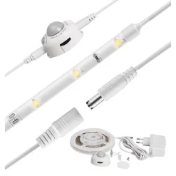 STRISCIA LED CON SENSORE DI MOVIMENTO LUCE BIANCA 6000K ARMADI BORDO LETTO 12V 0,5A