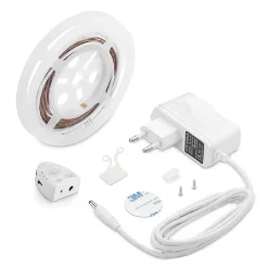 STRISCIA LED CON SENSORE DI MOVIMENTO LUCE BIANCA 6000K ARMADI BORDO LETTO 12V 0,5A