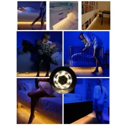 STRISCIA LED CON SENSORE DI MOVIMENTO LUCE BIANCA 6000K ARMADI BORDO LETTO 12V 0,5A