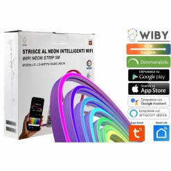 STRISCIA LED NEON FLEX RGB INTELLIGENTE 5METRI 36W WIFI APP LS-WIFITD-RGBIC-NEON