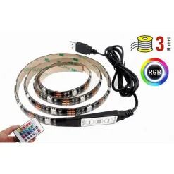 STRISCIA LED PER RETROILLUMINAZIONE TV MONITOR RGB SMD 5050 3MT USB DC5V 5050RGB-5V