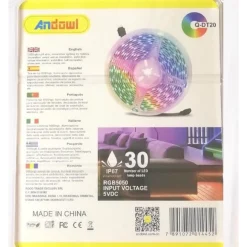 STRISCIA LED RGB USB 2 METRI CON TELECOMANDO 5050 5V IP67 IMPERMEABILE Q-DT20