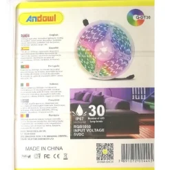 STRISCIA LED RGB USB 3 METRI CON TELECOMANDO Q-DT30 5050 5V IP67 IMPERMEABILE