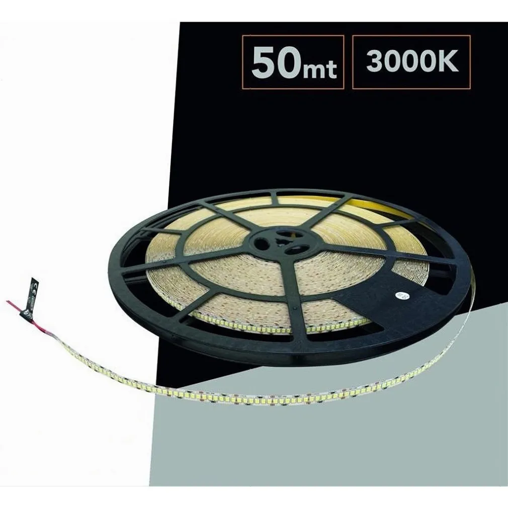 STRISCIA LED SMD 2835 BOBINA DA 50MT 24V IP20 LUCE 3000K 6500K 4000K 50M-24V-240