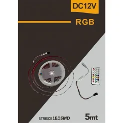 STRISCIA LED SMD5050 IP20 12V 5 MT DIGITALE LUCE RGB TELECOMANDO W5050R-12-60-IC