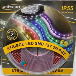 STRISCIA STRIP LED SMD RGB 5050 60D 12V 7W/M IP55 BOBINA 5 METRI 5050-D-RGB