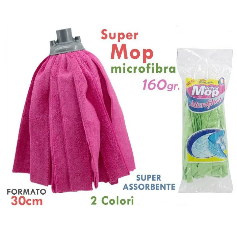 SUPER MOP MOCIO PANNO RICAMBIO MICROFIBRA UNIVERSALE 160GR SUPER ASSORBENTE 30CM