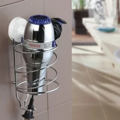 SUPPORTO A PARETE MURO PORTA PHON ASCIUGACAPELLI IN ACCIAIO CON VENTOSA