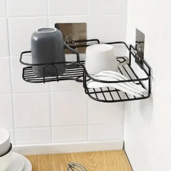 SUPPORTO ANGOLARE DA PARETE MENSOLA DA APPENDERE SENZA PUNZONATURA BAGNO CUCINA