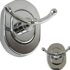 SUPPORTO APPENDINO 2 GANCI ASCIUGAMANO ACCAPPATOIO ACCIAIO A PARETE ARREDO BAGNO