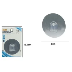 SUPPORTO BASE CON BIADESIVO ROTONDO RICAMBIO PER VENTOSA 8X1.5X8CM BAGNO CUCINA 79831