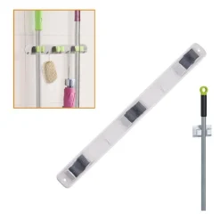 SUPPORTO DA MURO PORTA 3 SCOPE A DUE GANCI STAFFA PARETE CASA ACCESSORI