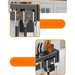 SUPPORTO PER COLTELLI IN ACCIAIO MULTIFUNZIONALE A PARETE MENSOLA DA CUCINA 50 CM