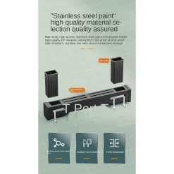 SUPPORTO PER COLTELLI IN ACCIAIO MULTIFUNZIONALE A PARETE MENSOLA DA CUCINA 50 CM